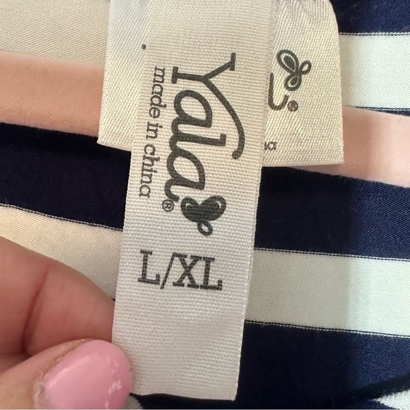 Yala Bamboo Viscose Striped Top L/XL Poncho Boxy Lagenlook Natural Comfort - Picture 5 of 10